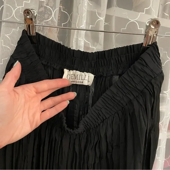 Micropleat Scrunch Black Maxi Skirt Small - Picture 7 of 7